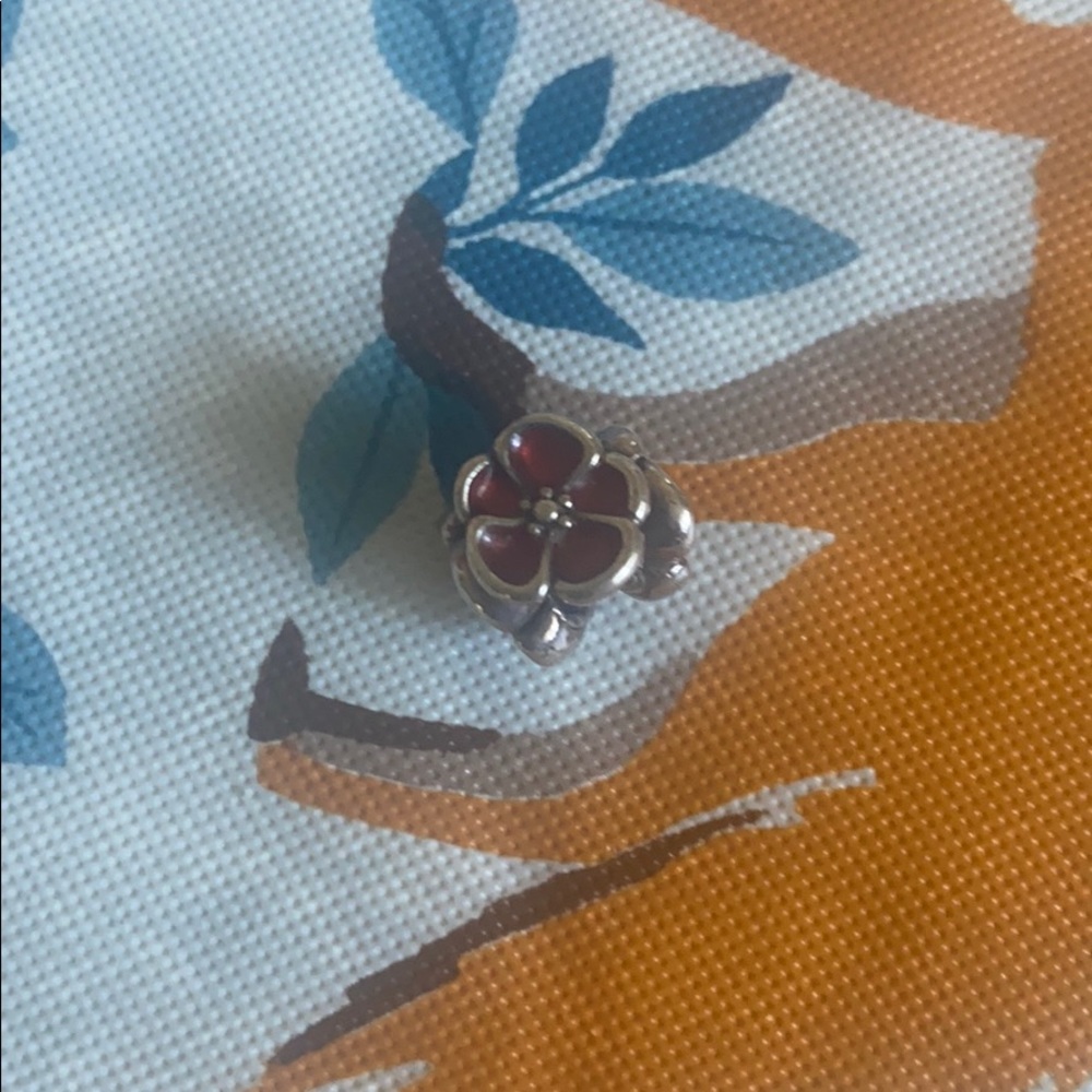 Pandora red flower band charm